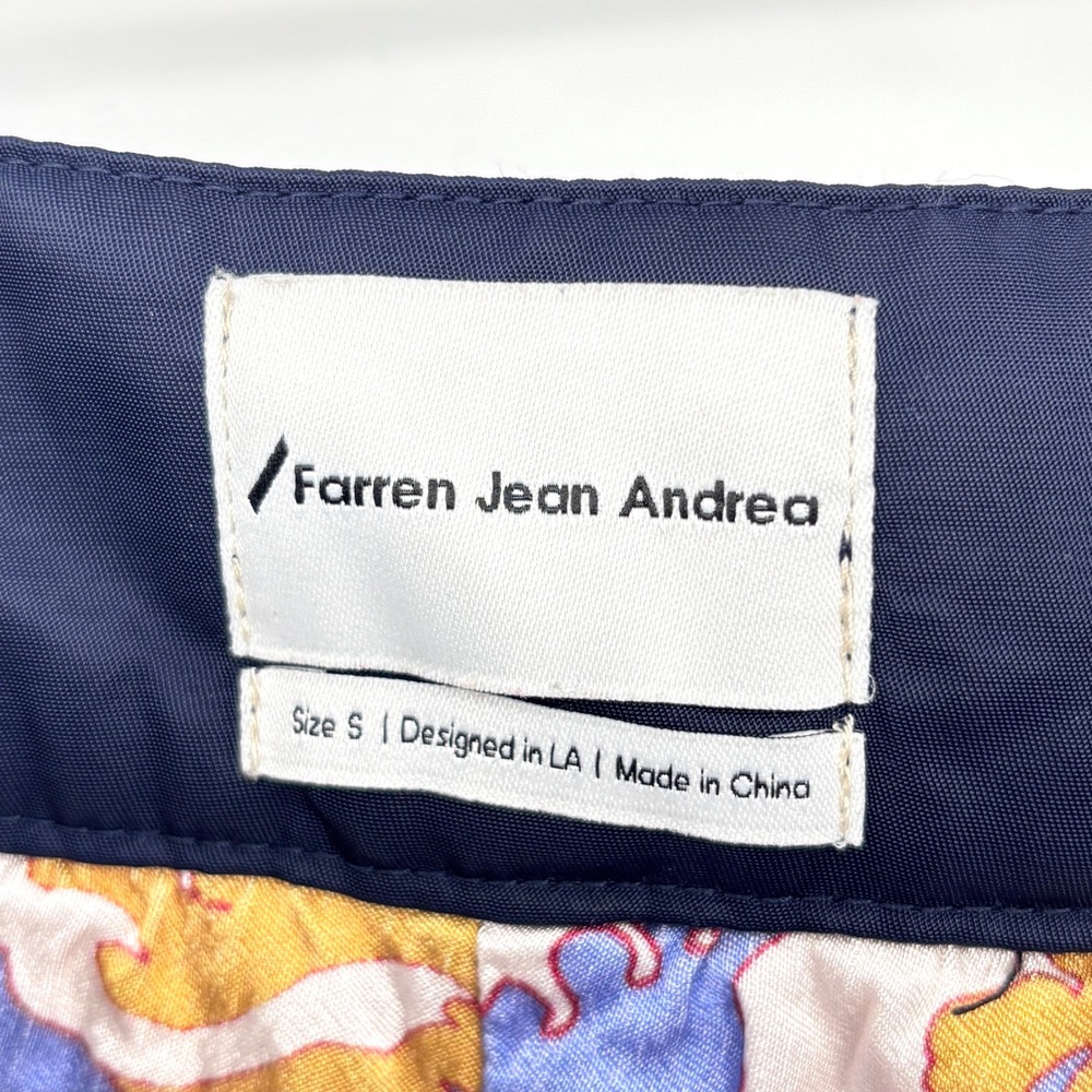 Farren Jean Andrea x Nyden H&M Mini Skirt Nylon Zip Belted Navy Wave Print S - Picture 3 of 10
